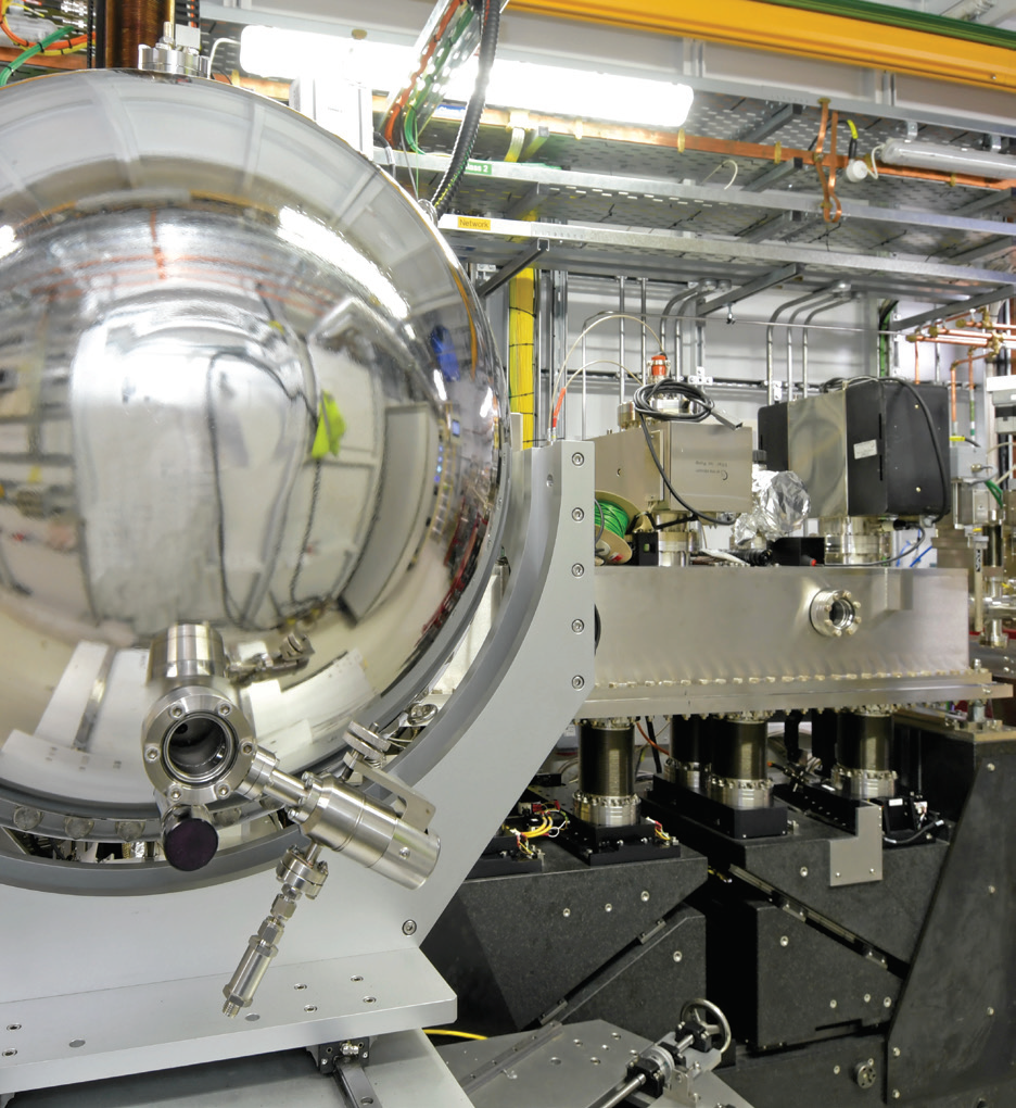 The I09 HAXPES end station from the viewpoint of the hemispherical electron analyser.