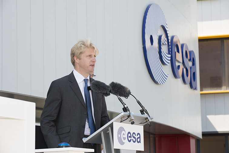 ESA's European Centre for Space Applications and Telecommunications, ECSAT, building inauguration at STFC's Rutherford Appleton Laboratory, 9th July 2015. Image shows Jo Johnson MP, Minister of State for Universities and Science speaking at the event.